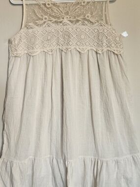 Lace-Trim Cream Women’s Dress